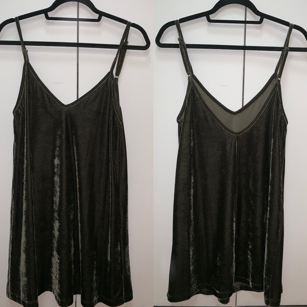 NWOT Olive Green Velvet Slip Dress
